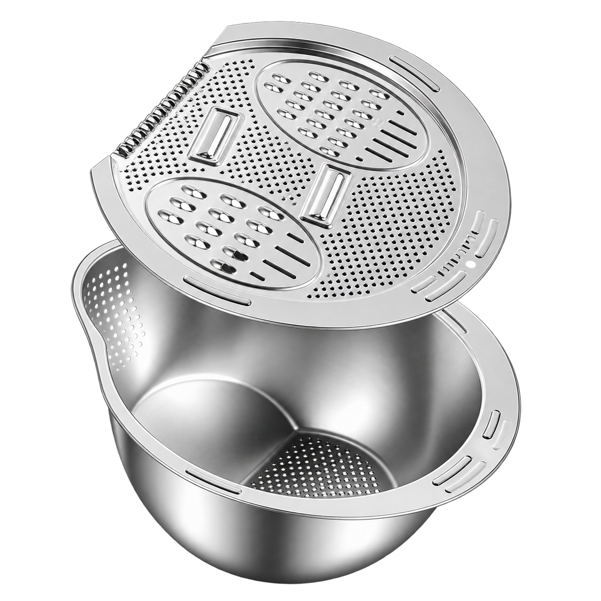 304 Stainless Steel Multi-Function Wash & Drain Bowl – Strainer, Grater & Slicer
