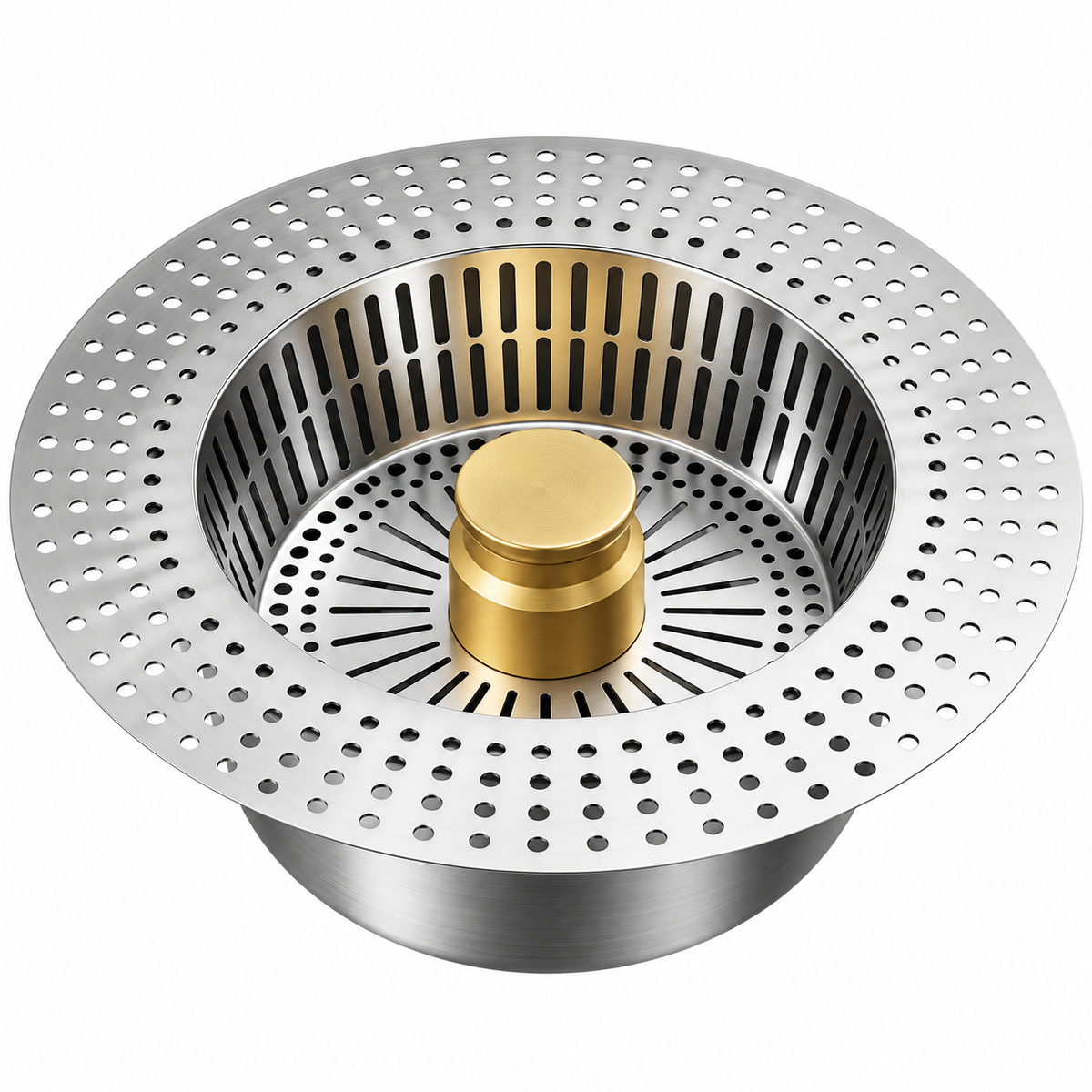 Press-to-Seal Stainless Steel Kitchen Sink Drain Strainer & Food Waste Catcher