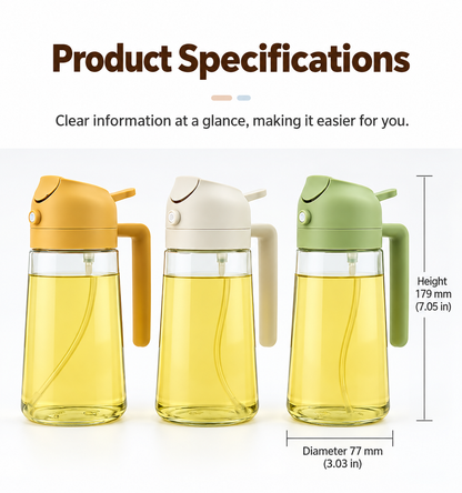 2-in-1 Oil Dispenser & Sprayer – Pour & Mist Cooking Oil Bottle
