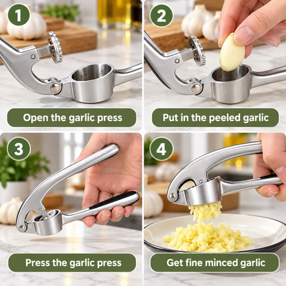 Heavy-Duty Garlic Press – Large Capacity Easy-Squeeze Garlic Crusher