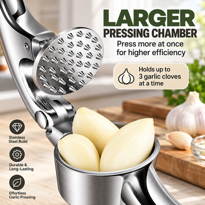 Heavy-Duty Garlic Press – Large Capacity Easy-Squeeze Garlic Crusher
