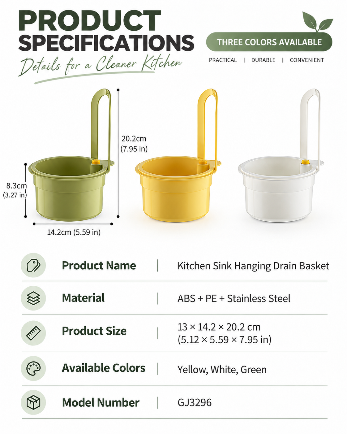 Multi-Function Kitchen Sink Hanging Drain Basket – Food Strainer & Produce Rinsing Basket