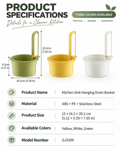 Multi-Function Kitchen Sink Hanging Drain Basket – Food Strainer & Produce Rinsing Basket